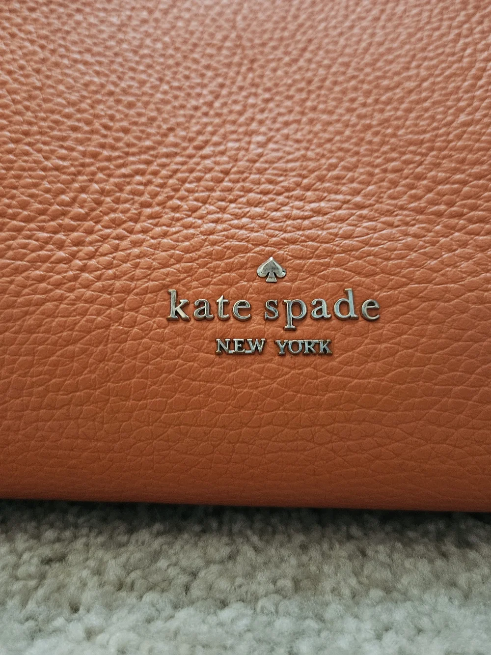 kate spade Orange Pebbled Leather Shoulder Bag with Logo